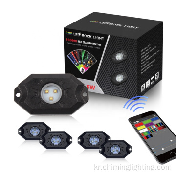 앱 제어 RGB 8 포드 4 포드 LED RGBW 순수한 흰색 암석 조명 8 포드 언더 글 로우 데크 라이트 오프로드 언더 바디 조명 RGB